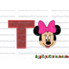 Minnie Mouse Applique 03 Embroidery Design With Alphabet T