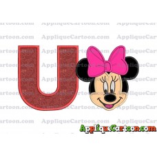 Minnie Mouse Applique 03 Embroidery Design With Alphabet U