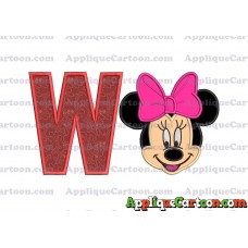 Minnie Mouse Applique 03 Embroidery Design With Alphabet W