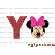 Minnie Mouse Applique 03 Embroidery Design With Alphabet Y