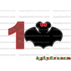 Minnie Mouse Bat Applique Embroidery Design Birthday Number 1