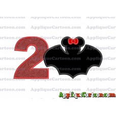 Minnie Mouse Bat Applique Embroidery Design Birthday Number 2