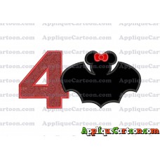 Minnie Mouse Bat Applique Embroidery Design Birthday Number 4