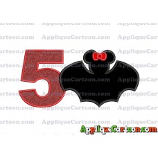 Minnie Mouse Bat Applique Embroidery Design Birthday Number 5