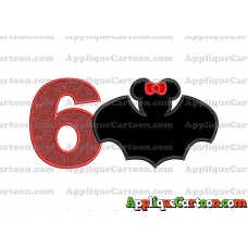 Minnie Mouse Bat Applique Embroidery Design Birthday Number 6