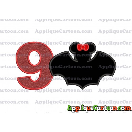 Minnie Mouse Bat Applique Embroidery Design Birthday Number 9