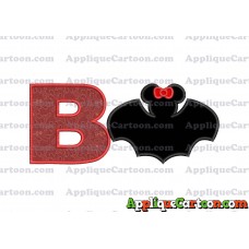 Minnie Mouse Bat Applique Embroidery Design With Alphabet B