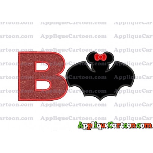 Minnie Mouse Bat Applique Embroidery Design With Alphabet B
