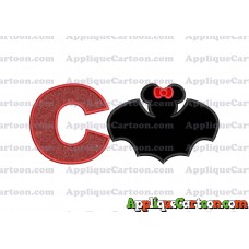 Minnie Mouse Bat Applique Embroidery Design With Alphabet C
