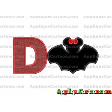 Minnie Mouse Bat Applique Embroidery Design With Alphabet D