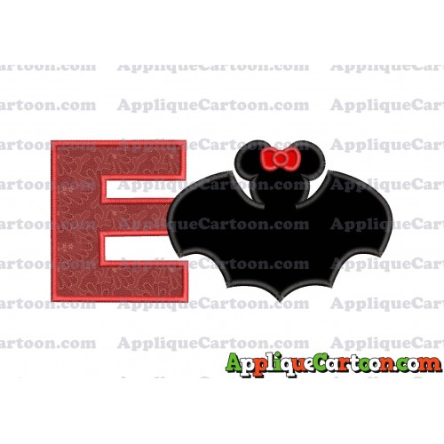 Minnie Mouse Bat Applique Embroidery Design With Alphabet E