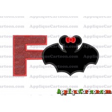 Minnie Mouse Bat Applique Embroidery Design With Alphabet F
