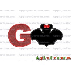 Minnie Mouse Bat Applique Embroidery Design With Alphabet G