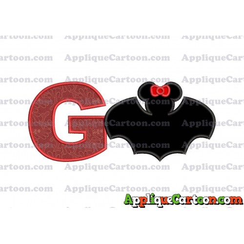 Minnie Mouse Bat Applique Embroidery Design With Alphabet G