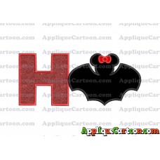 Minnie Mouse Bat Applique Embroidery Design With Alphabet H