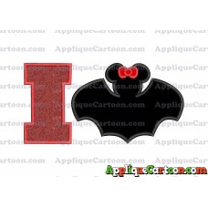 Minnie Mouse Bat Applique Embroidery Design With Alphabet I