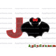 Minnie Mouse Bat Applique Embroidery Design With Alphabet J