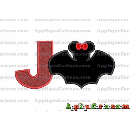 Minnie Mouse Bat Applique Embroidery Design With Alphabet J