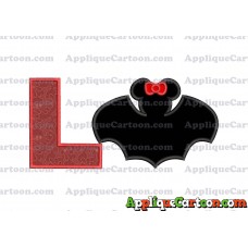 Minnie Mouse Bat Applique Embroidery Design With Alphabet L