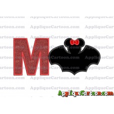 Minnie Mouse Bat Applique Embroidery Design With Alphabet M