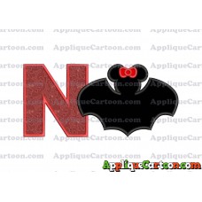 Minnie Mouse Bat Applique Embroidery Design With Alphabet N