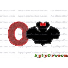 Minnie Mouse Bat Applique Embroidery Design With Alphabet O
