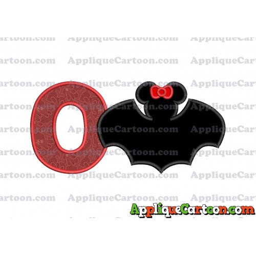 Minnie Mouse Bat Applique Embroidery Design With Alphabet O