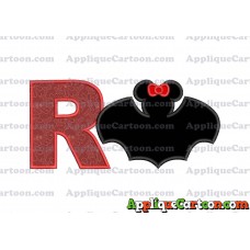 Minnie Mouse Bat Applique Embroidery Design With Alphabet R