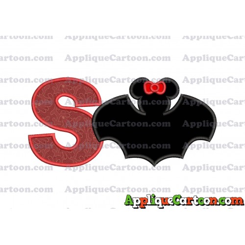 Minnie Mouse Bat Applique Embroidery Design With Alphabet S