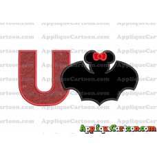 Minnie Mouse Bat Applique Embroidery Design With Alphabet U