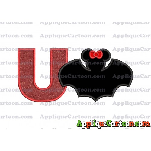 Minnie Mouse Bat Applique Embroidery Design With Alphabet U