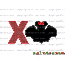 Minnie Mouse Bat Applique Embroidery Design With Alphabet X