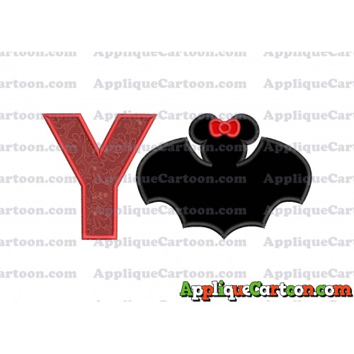 Minnie Mouse Bat Applique Embroidery Design With Alphabet Y