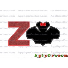 Minnie Mouse Bat Applique Embroidery Design With Alphabet Z