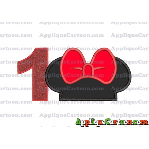 Minnie Mouse Ears Applique 01 Embroidery Design Birthday Number 1