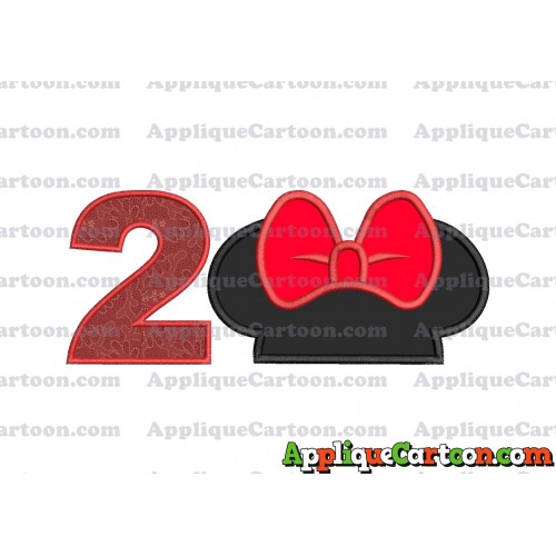 Minnie Mouse Ears Applique 01 Embroidery Design Birthday Number 2