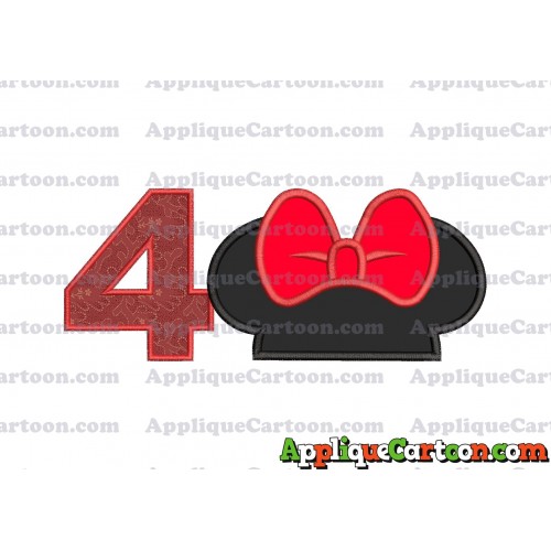 Minnie Mouse Ears Applique 01 Embroidery Design Birthday Number 4