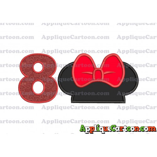 Minnie Mouse Ears Applique 01 Embroidery Design Birthday Number 8