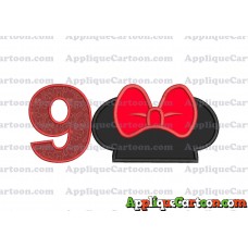 Minnie Mouse Ears Applique 01 Embroidery Design Birthday Number 9