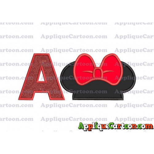 Minnie Mouse Ears Applique 01 Embroidery Design With Alphabet A