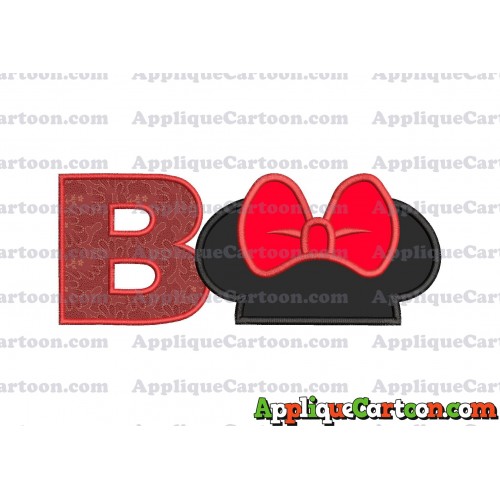 Minnie Mouse Ears Applique 01 Embroidery Design With Alphabet B