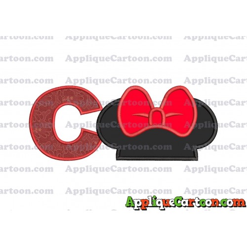 Minnie Mouse Ears Applique 01 Embroidery Design With Alphabet C