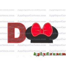 Minnie Mouse Ears Applique 01 Embroidery Design With Alphabet D
