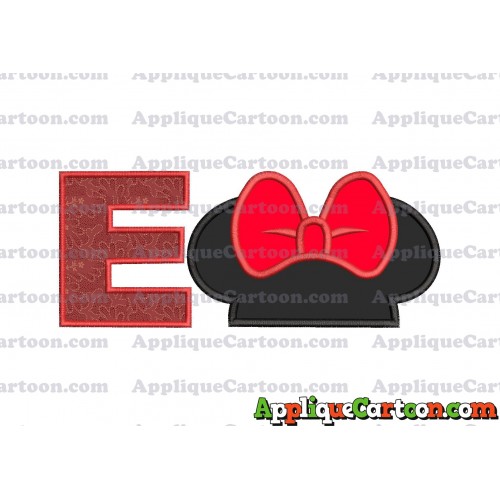 Minnie Mouse Ears Applique 01 Embroidery Design With Alphabet E