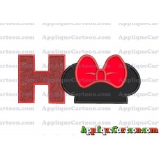 Minnie Mouse Ears Applique 01 Embroidery Design With Alphabet H