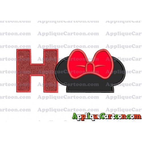 Minnie Mouse Ears Applique 01 Embroidery Design With Alphabet H