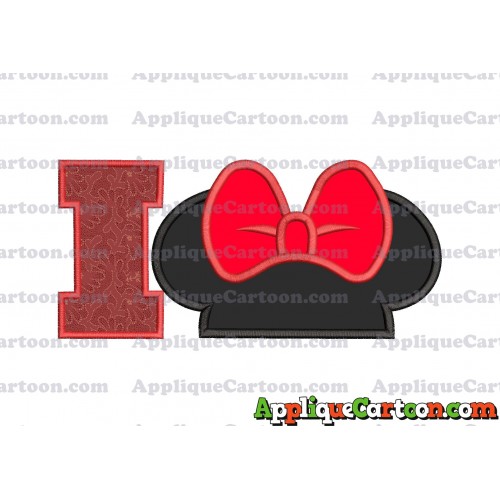 Minnie Mouse Ears Applique 01 Embroidery Design With Alphabet I