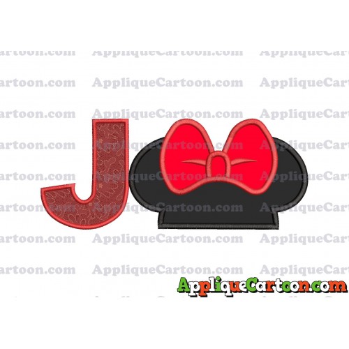 Minnie Mouse Ears Applique 01 Embroidery Design With Alphabet J