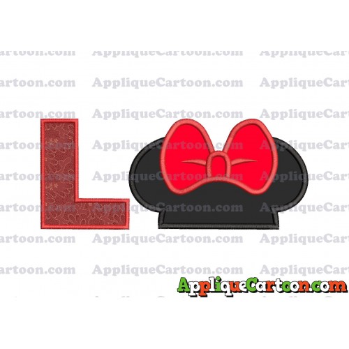 Minnie Mouse Ears Applique 01 Embroidery Design With Alphabet L