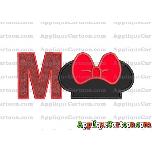 Minnie Mouse Ears Applique 01 Embroidery Design With Alphabet M